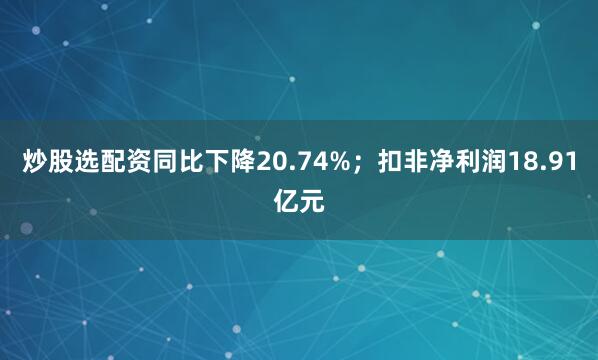 炒股选配资同比下降20.74%；扣非净利润18.91亿元